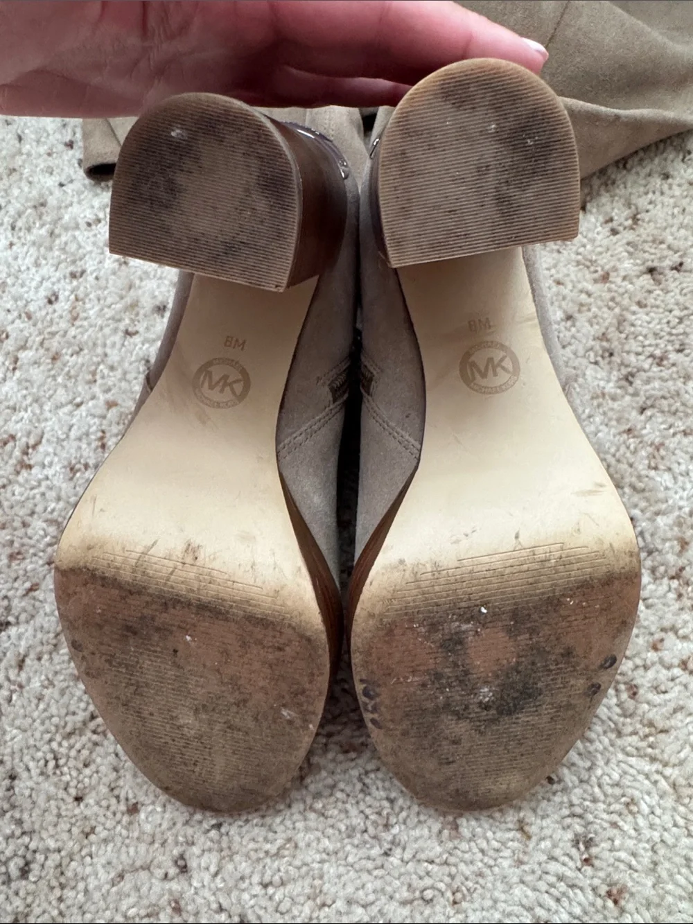 Michael Kors Regina Light Taupe Suede Knee High Boots Size